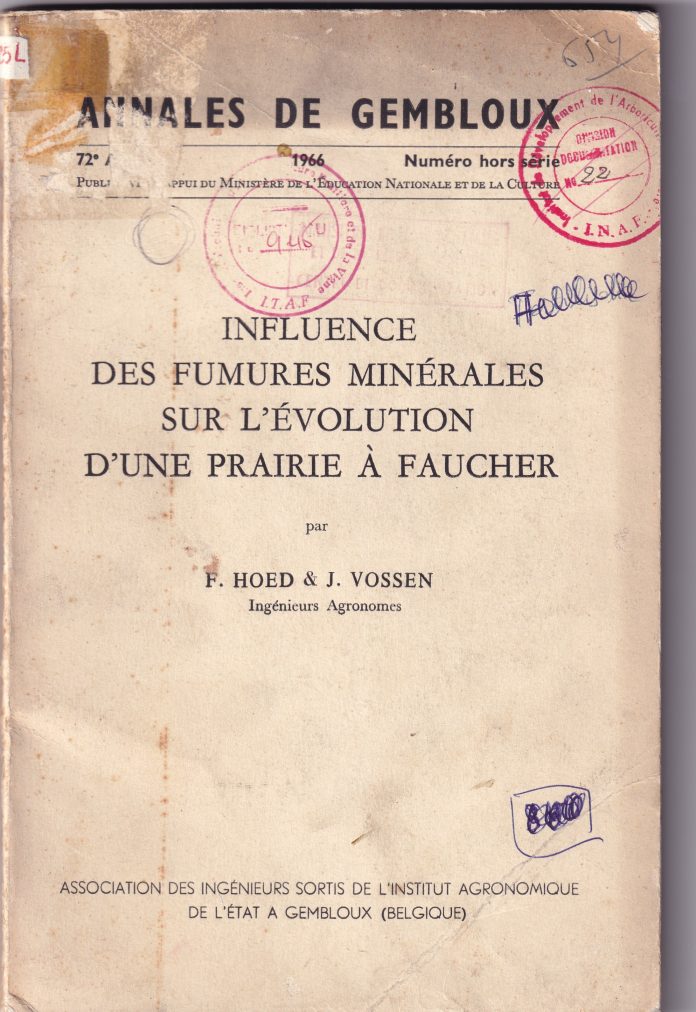 influence des fumures minérales sur l'évolution d'une praire à faucher