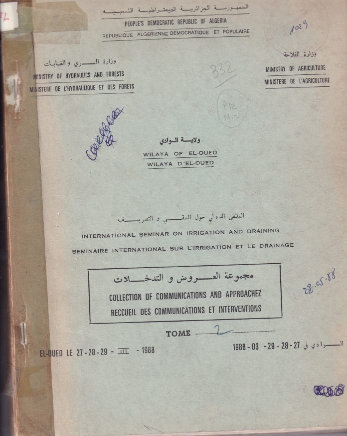 internationale seminaire on irrigation and draining