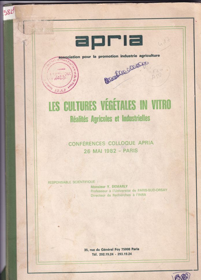 les cultures végétales in vtro réalistés agricoles et industrielles