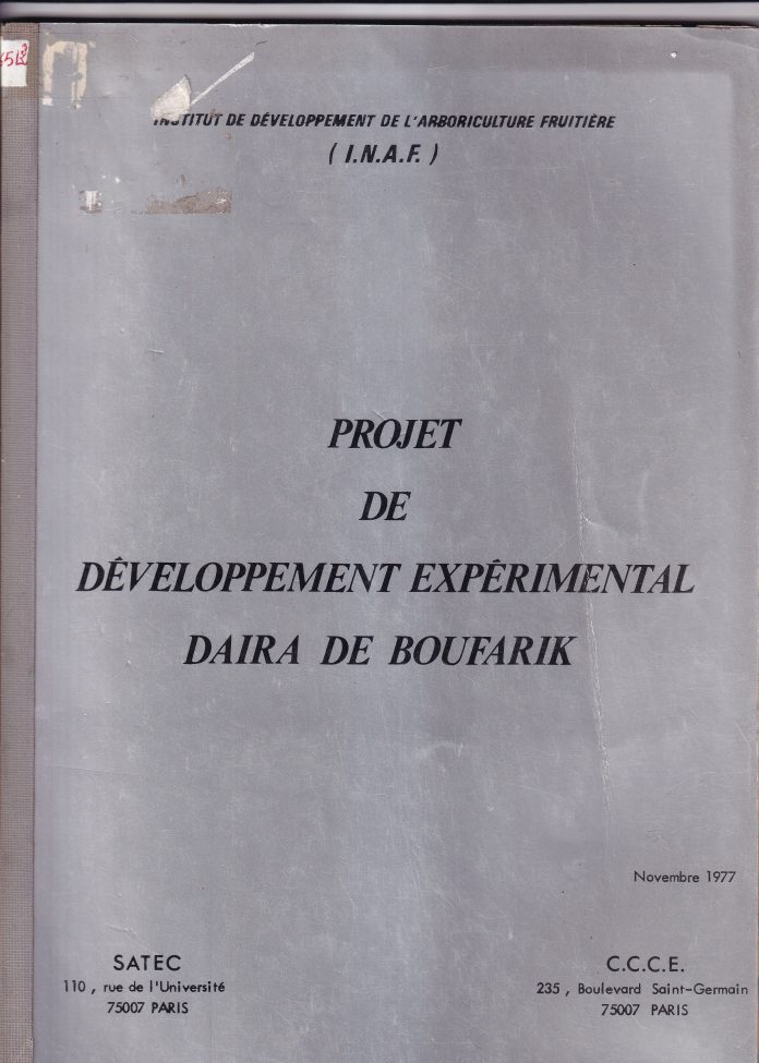 projet bde développement expérimentale daira de boufarik